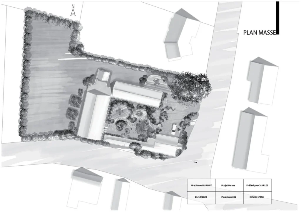 plan de masse en noir et blanc